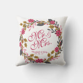 Coussin floral personnalisé de mariage de Noël (Verso)