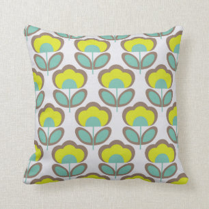 Coussin Floral Retro 70's Wallpaper Motif