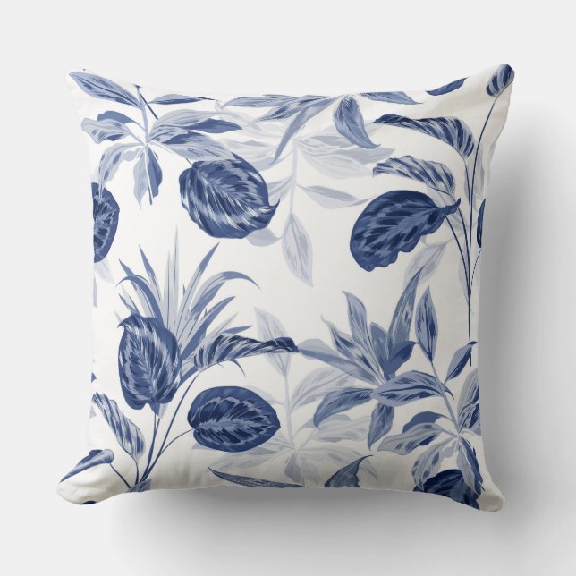 Coussin floral réversible marine/noir (Recto)
