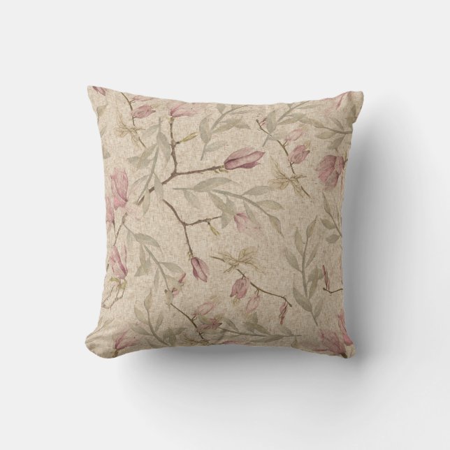 Coussin floral rose délicat (Recto)