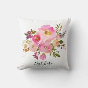 Coussin floral rose, doux, floral romantique,