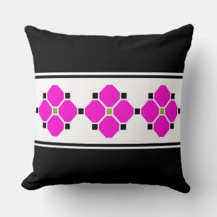 Coussin Floral rose et noir moderne