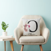 Coussin Floral rose or monogramme O initial (Chaise)
