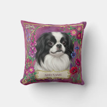Coussin floral rose personnalisé pour Japanese Chi