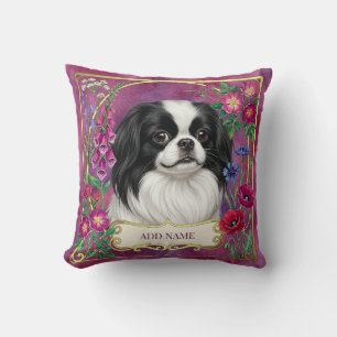 Coussin floral rose personnalisé pour Japanese Chi