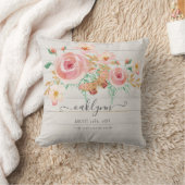 Coussin Floral Rose Rose Bébé Fille Statistiques de naissa (Couverture)