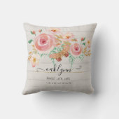 Coussin Floral Rose Rose Bébé Fille Statistiques de naissa (Verso)