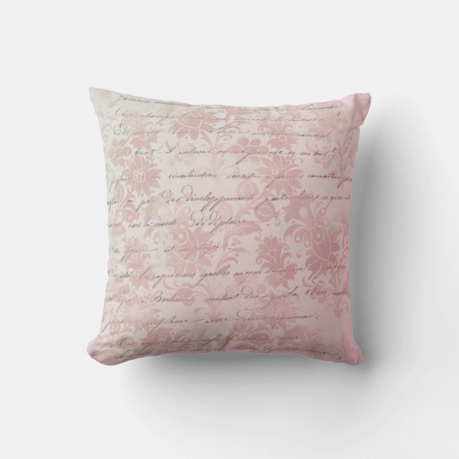 Coussin Floral rose Vintage français (Recto)