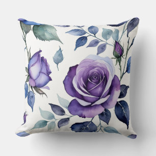 Coussin Floral Rose violet et bleu