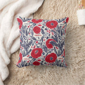 Coussin Floral Rouge Blanc & Bleu Motif botanique (Couverture)