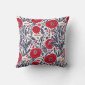 Coussin Floral Rouge Blanc & Bleu Motif botanique (Verso)