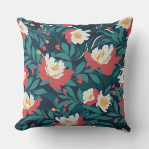 Coussin Floral rouge et blanc