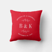 Coussin Floral Rouge et blanc Saint Valentin Nom du couple (Verso)