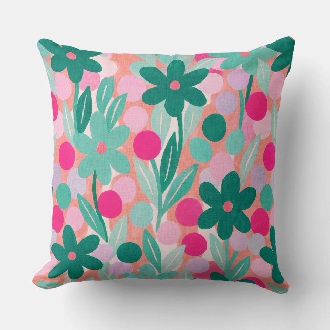 Coussin Floral Spots in salmon pink pattern (Recto)
