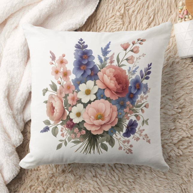 Coussin Floral Throw Pillow Elegant Spring Bouquet Cushion (Couverture)