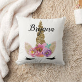 Coussin Floral Unicorn Horn Moderne Girl Glam Étincelle (Couverture)