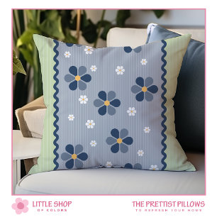 Coussin Floral Vert Bleu