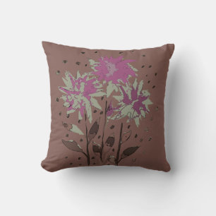 Coussin Floral vintage Brown pourpre