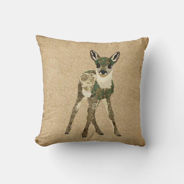Coussin floral vintage de Mojo de faon (Recto)