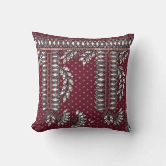Coussin Floral Vintage Élégant Brocade Indian Cushion (Recto)