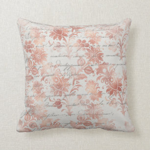 Coussin Florale d'or de l'Rose Vintage français