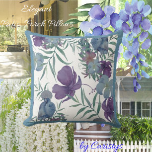 Coussin Florales Mauve, Bleu d'ardoise avec verdure