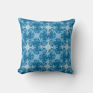 Coussin Flore bleu ciel et blanc Damas