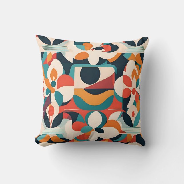Coussin Flore Bold Bauhaus : Conception géométrique vive (Recto)