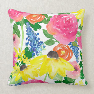 Coussin Flore contemporaine aquarelle