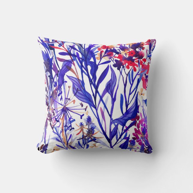 Coussin Flore d'aquarelle opulente : Arrière - plan de jar (Recto)