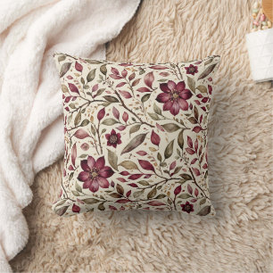 Coussin Flore de canneberge moderne vintage