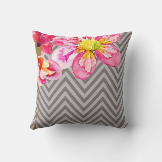 Coussin Flore de Chevron| graphite gris (Verso)