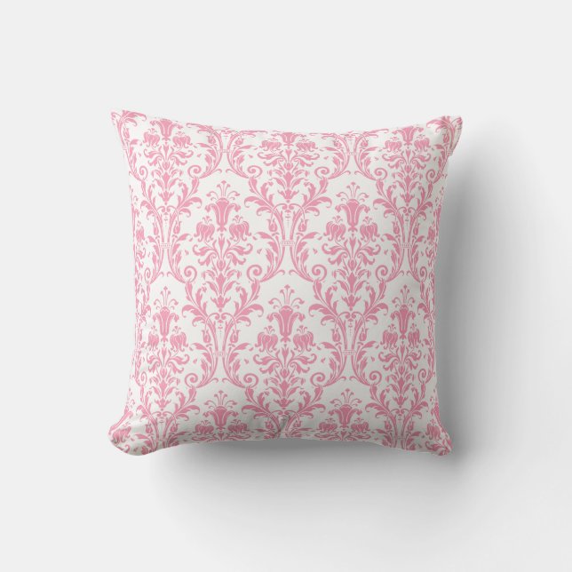 Coussin Flore de Damas blanches et roses 3 (Recto)