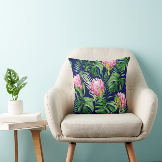 Coussin Flore de feuille de palme tropicale (Chaise)