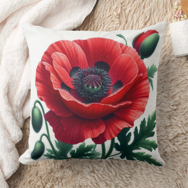Coussin Flore de pavot rouge (Couverture)