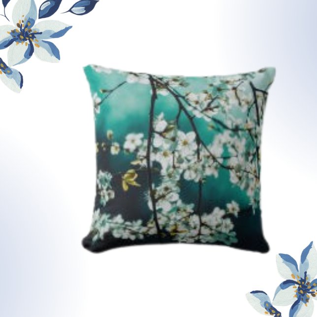 Coussin Flore de printemps blanc (Créateur téléchargé)