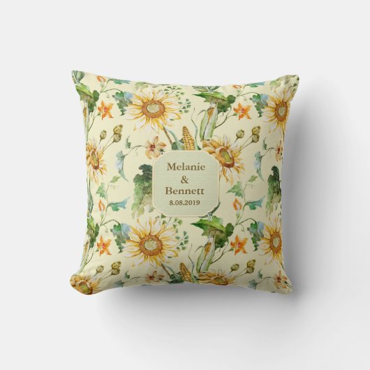 Coussin Flore de tournesol de beauté rustique (Recto)