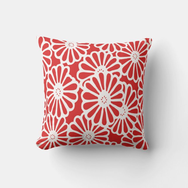 Coussin Flore des humeurs d'Asie Rouge (Recto)