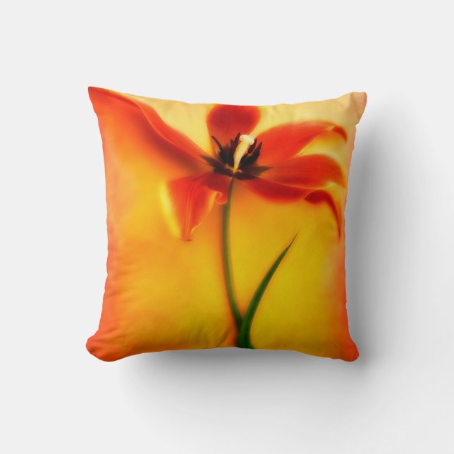 Coussin Flore des tulipes à fleurs rouges oranges jaunes (Recto)