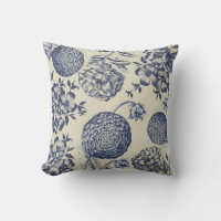 Flore d'impression florale de fleurs bleues antiqu