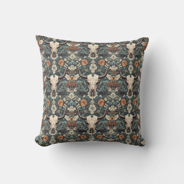 Coussin Flore du crâne du Boho occidental (Recto)