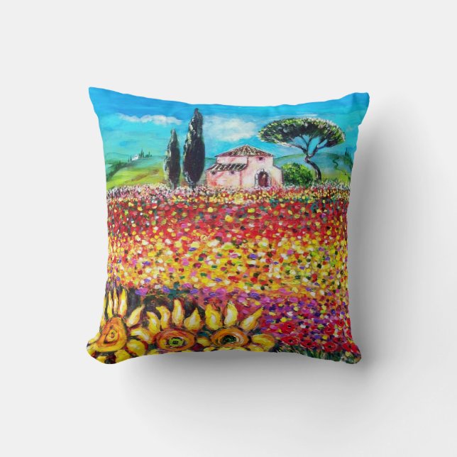 Coussin FLORE EN TOSCANE/ Champs, Pépites et tournesols (Recto)