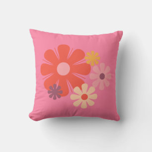 Coussin Flore Locus Rétro Minimaliste Motif Floral Rose