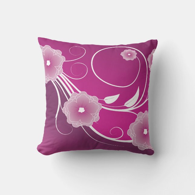 Coussin Flore magenta rose (Recto)
