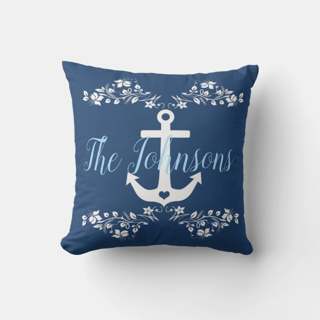 Coussin Flore marine et Ancre (Recto)