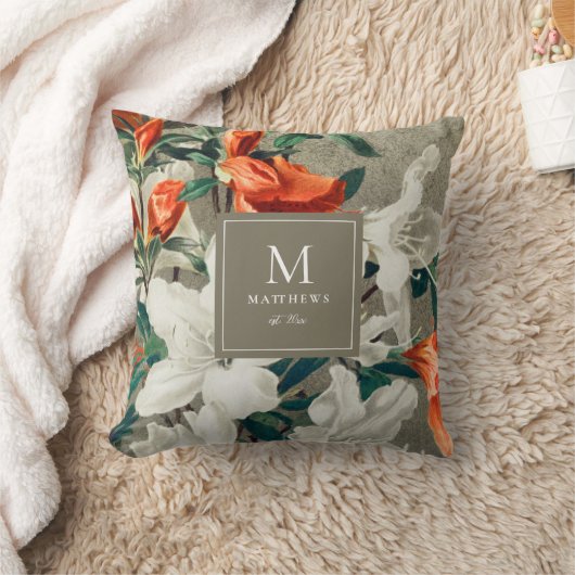 Coussin Flore rustique en terre cuite Élégant Monogramme (Couverture)