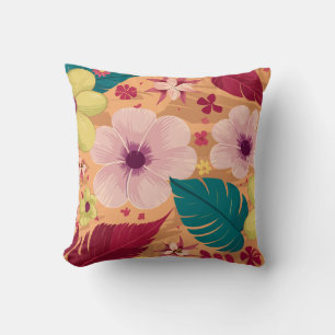 Coussin Flore tropicale chaude avec Feuilles rouges et ver