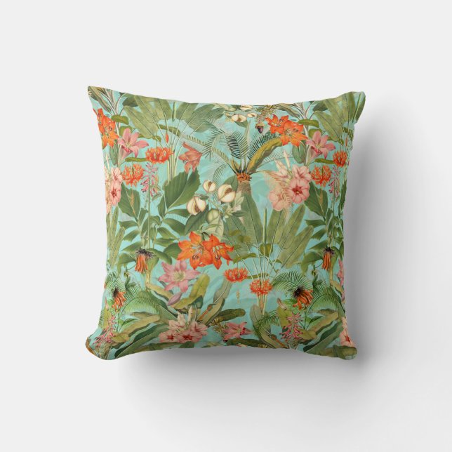 Coussin Flore Tropicale Et Palmier Rainforest Jeter Oreill (Recto)