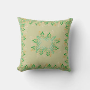 Coussin Flore verte à feuilles d'or