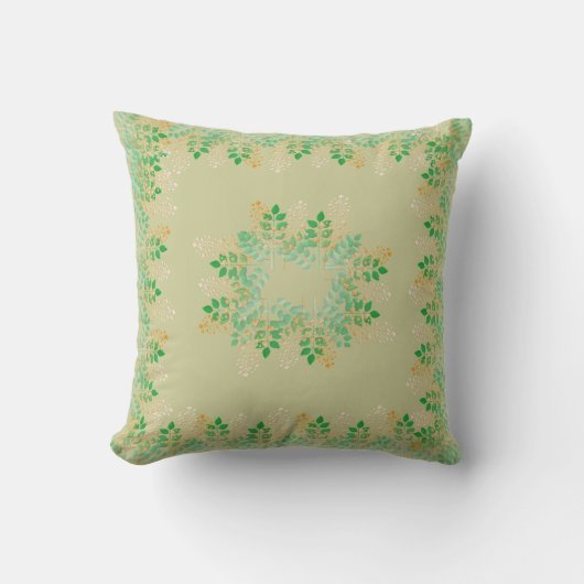 Coussin Flore verte à feuilles d'or (Recto)